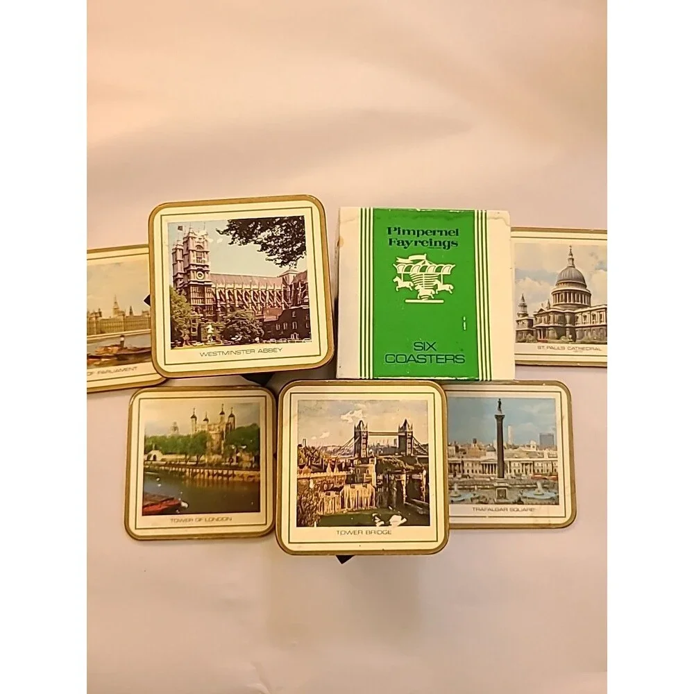 Vintage Pimpernel Box Set of 6 Coasters #508 London Scenes